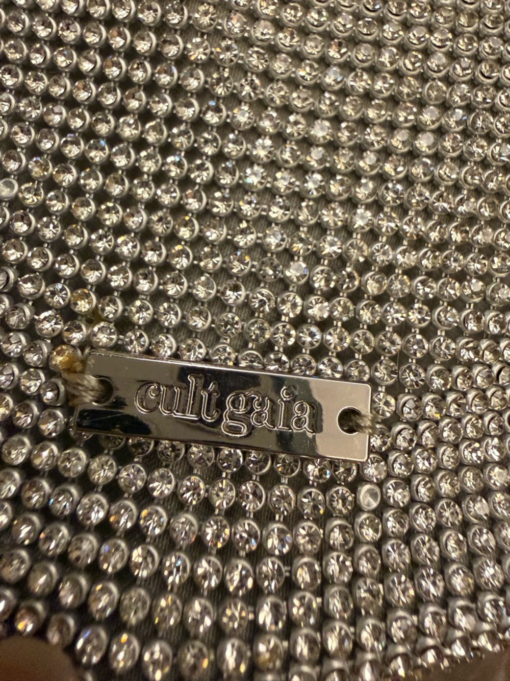 Silver Crystal Mesh Shoulder Bag - Elegant Evening Accessory - Picture 5 of 16